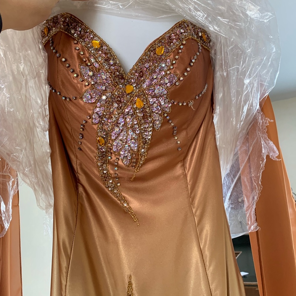 Bicici Brand, Gold sequence prom dress. Size M